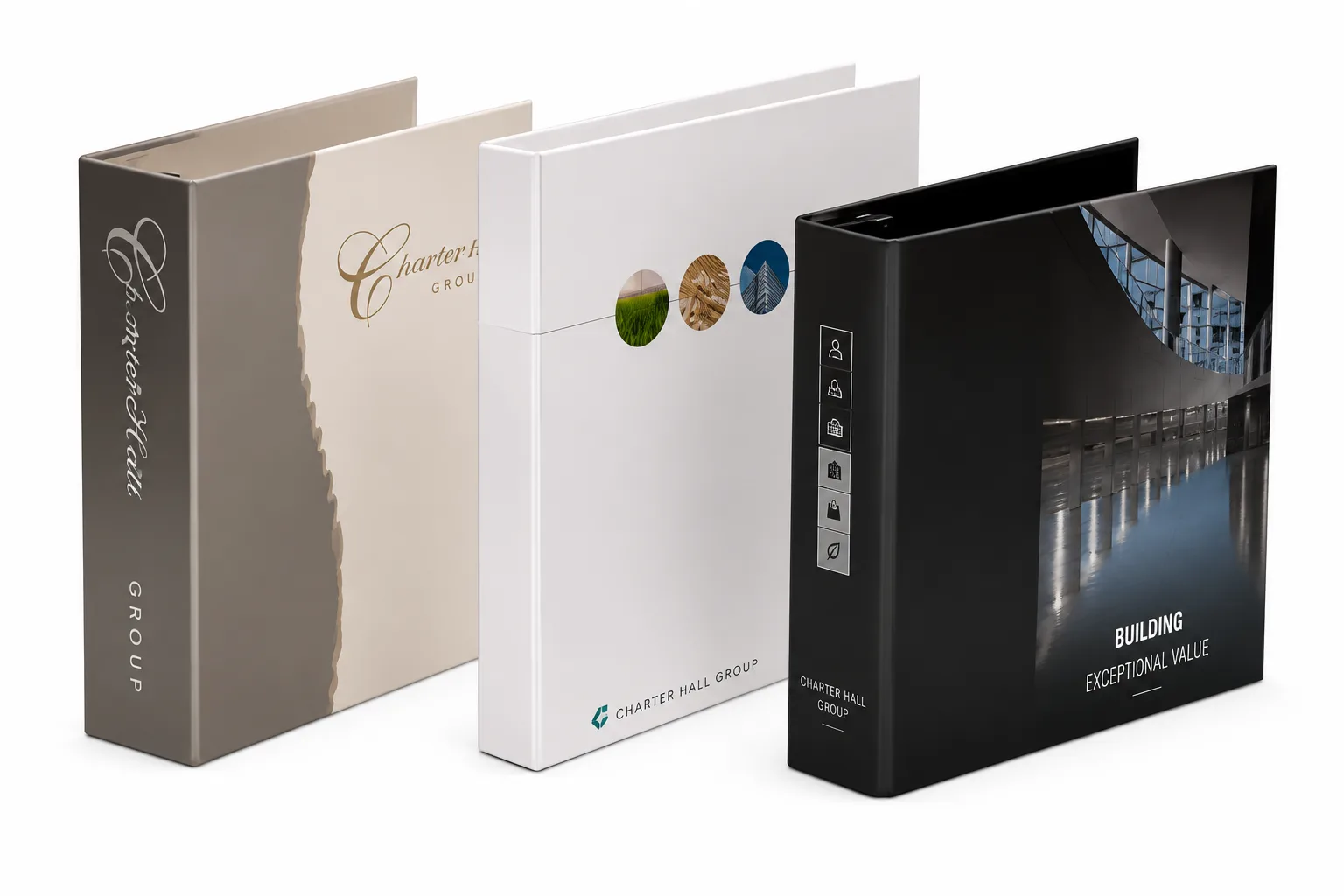Custom binders with foil stamping, four-color printing, and screen printing options