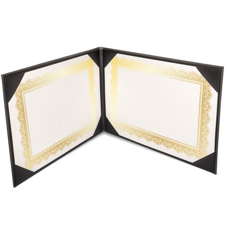 Black turn edge diploma holder — open