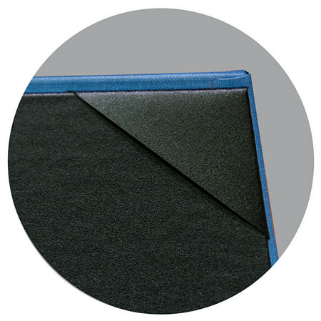 Blue turn edge diploma holder — corner post detail