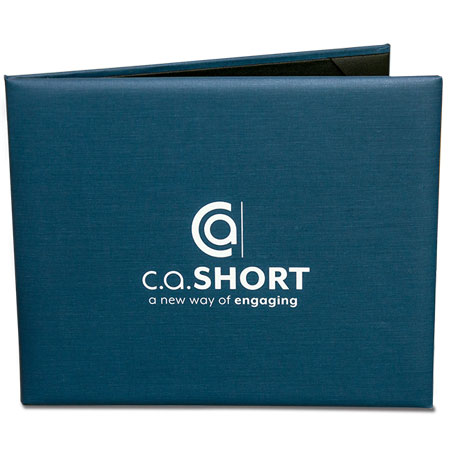 Blue turn edge diploma holder with executive pad — front