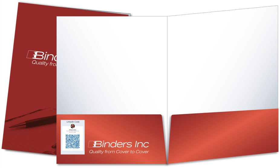 Folder with LinkedIn QR code die cut