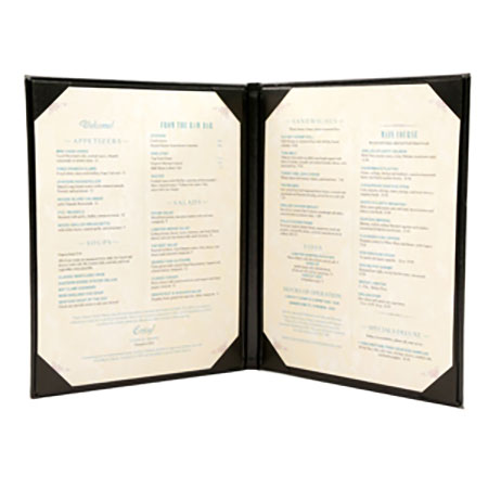 Casebound double-panel menu cover